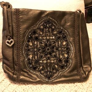 Brighton Beaded silver leather handbag